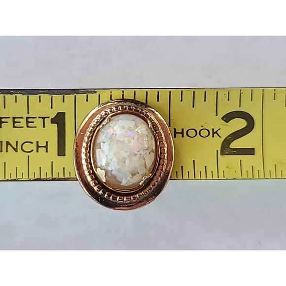 Amco 14K Gold Filled Floating Opal Screwback Earrings Vintage - Picture 10 of 10